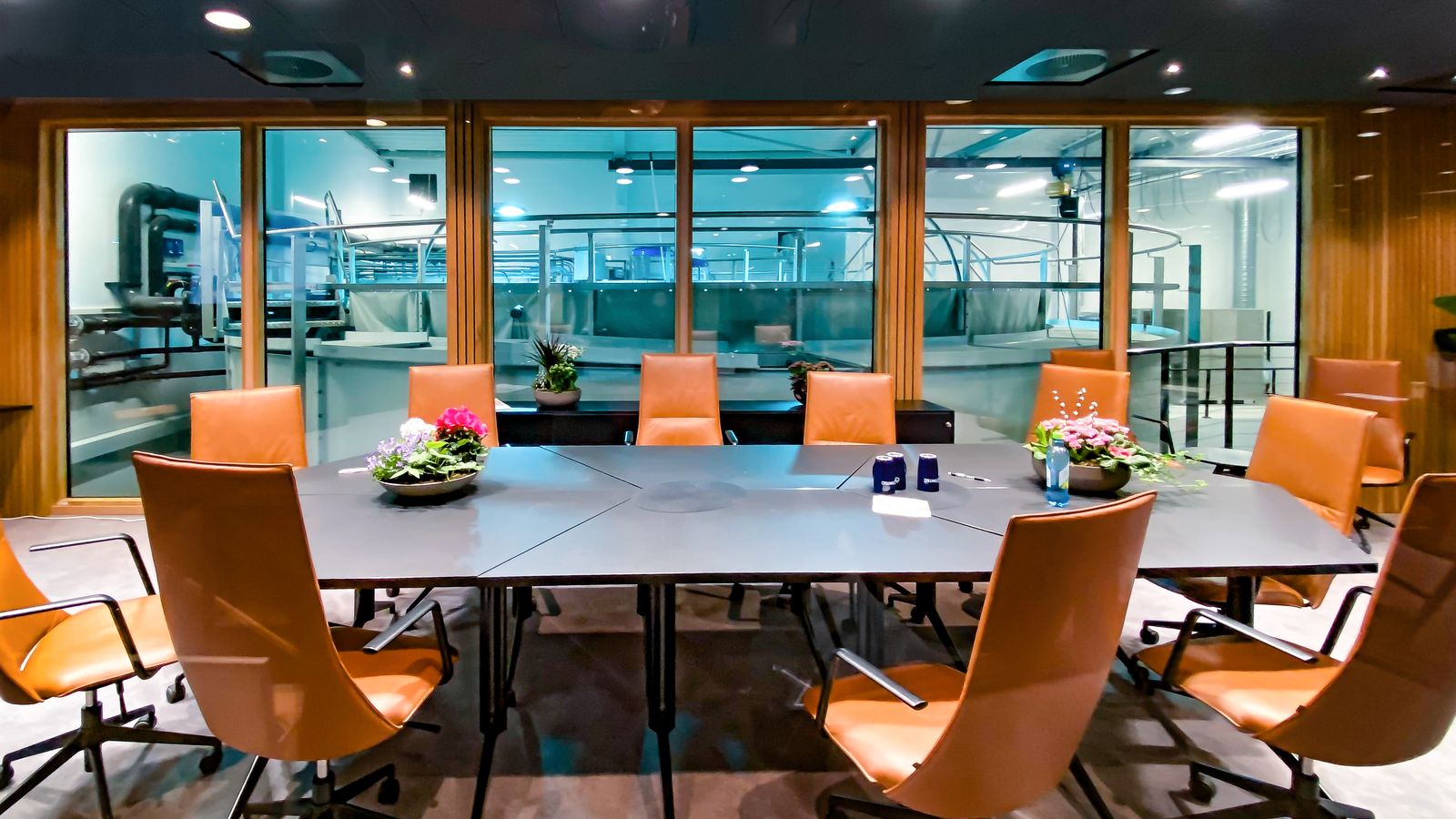 Meeting room at Ontec Academy, looking onto the pilot hall